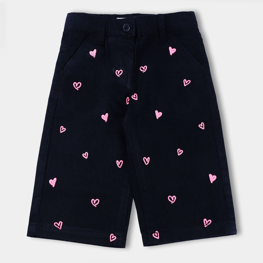 Infant Girls Pant Cotton Hearts - NAVY