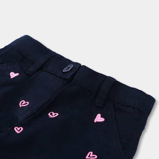 Infant Girls Pant Cotton Hearts - NAVY