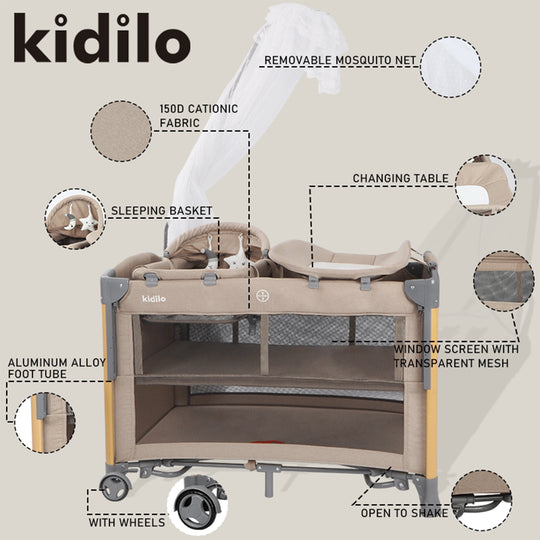 Kidilo 5-in-1 Baby Bed & Playpen | T703M