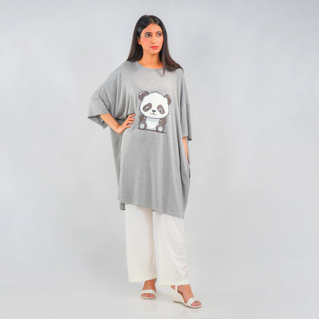 Ornavo Panda Comfy Tee in Grey