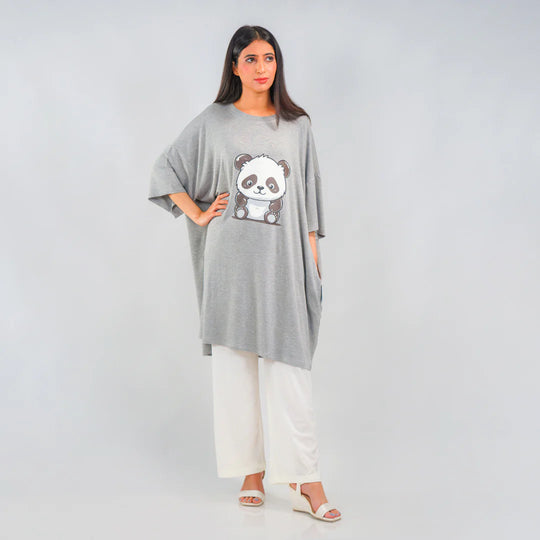Ornavo Panda Comfy Tee in Grey