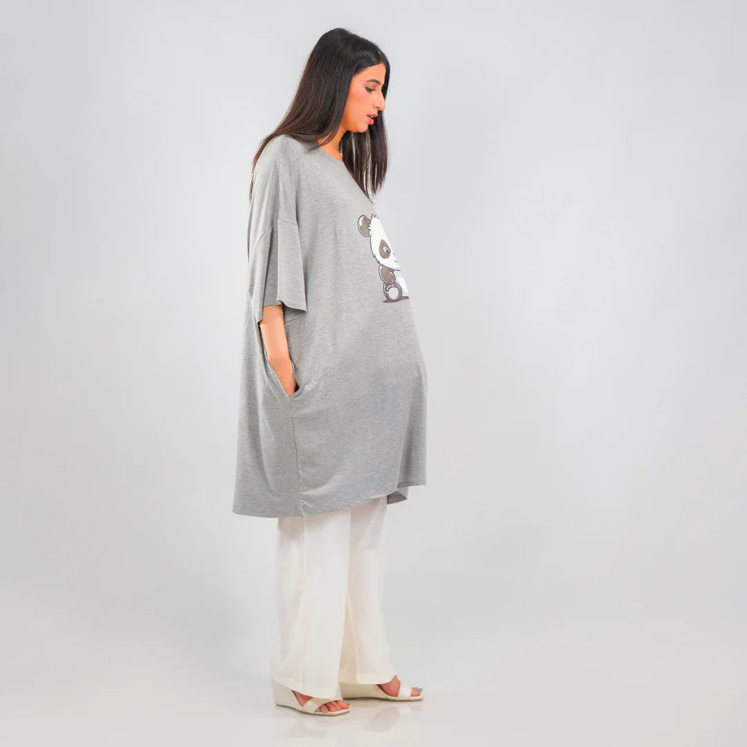 Ornavo Panda Comfy Tee in Grey