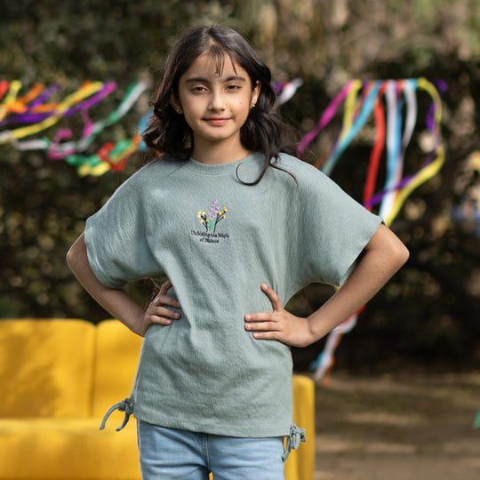 Girls Poly Crinkle T-Shirt (Magic of Nature) – Green