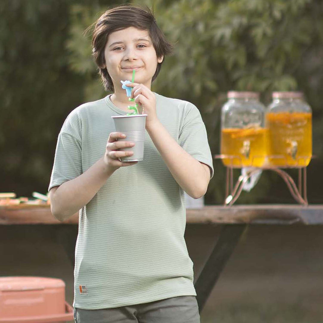 Boys Jacquard T-Shirt (Enjoy The Ride) – Olive