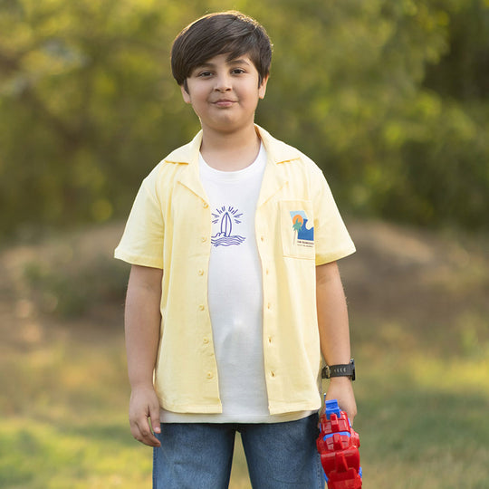 Boys Knitted Shirt Sun Francisco – Yellow