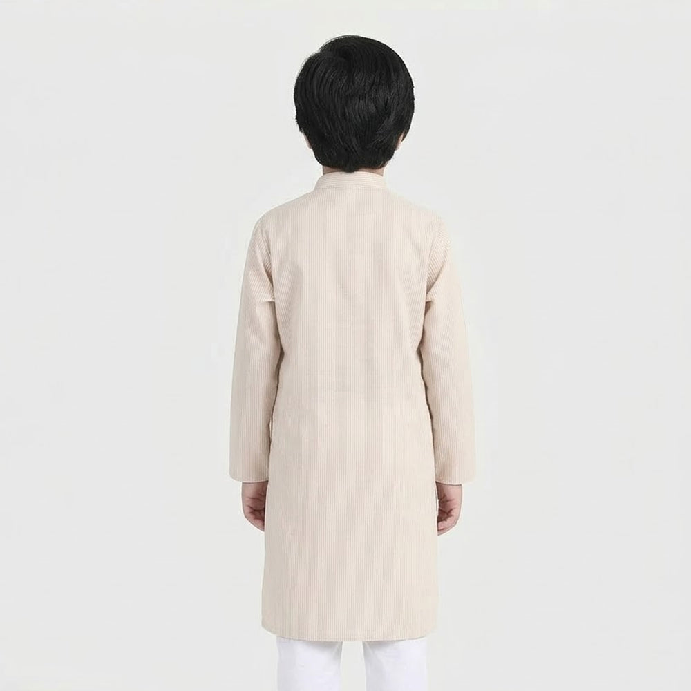 Boys Yarn Dyed Basic Kurta (Band Collar)