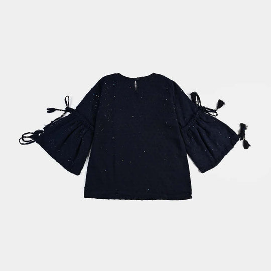 Girls Poly Cotton Casual Top-Blue