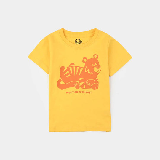 Infant Boys Jersey/Terry T-Shirt (Wild Tiger) - Yellow