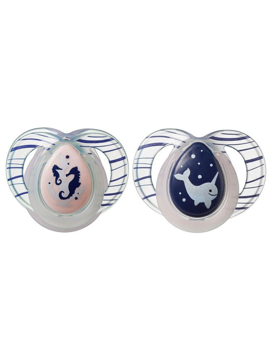 6-18M Soother Night Time 2-PK With Case Tommee Tippee 433374