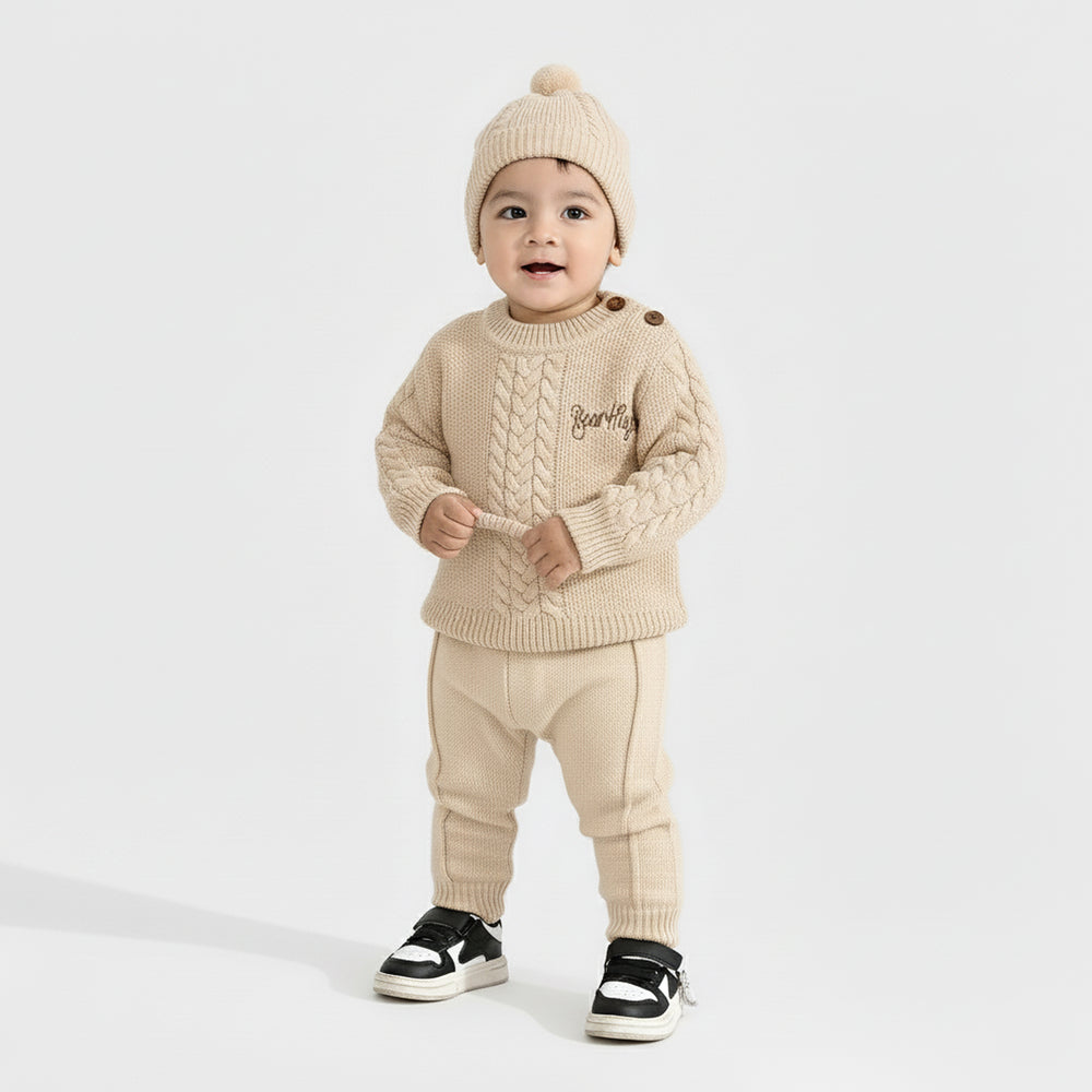 Infant Boys Acrylic Suit-Bear Hug-BEIGE