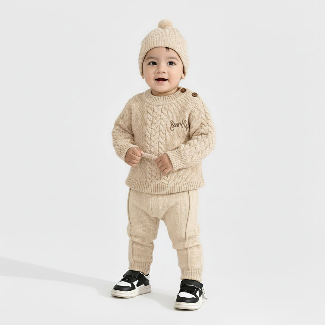 Infant Boys Acrylic Suit-Bear Hug-BEIGE