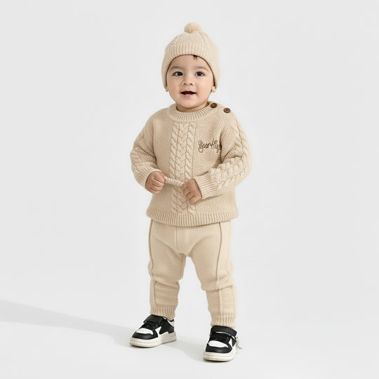 Infant Boys Acrylic Suit-Bear Hug-BEIGE