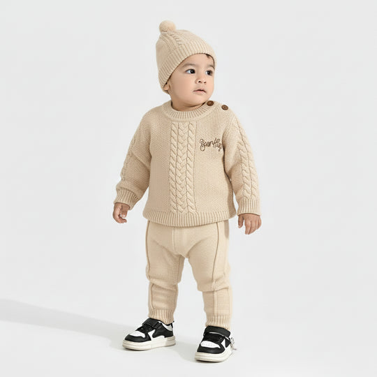 Infant Boys Acrylic Suit-Bear Hug-BEIGE