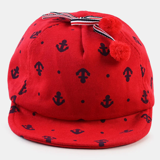 BABY ROUND CAP/HAT 6 MONTH +   RED