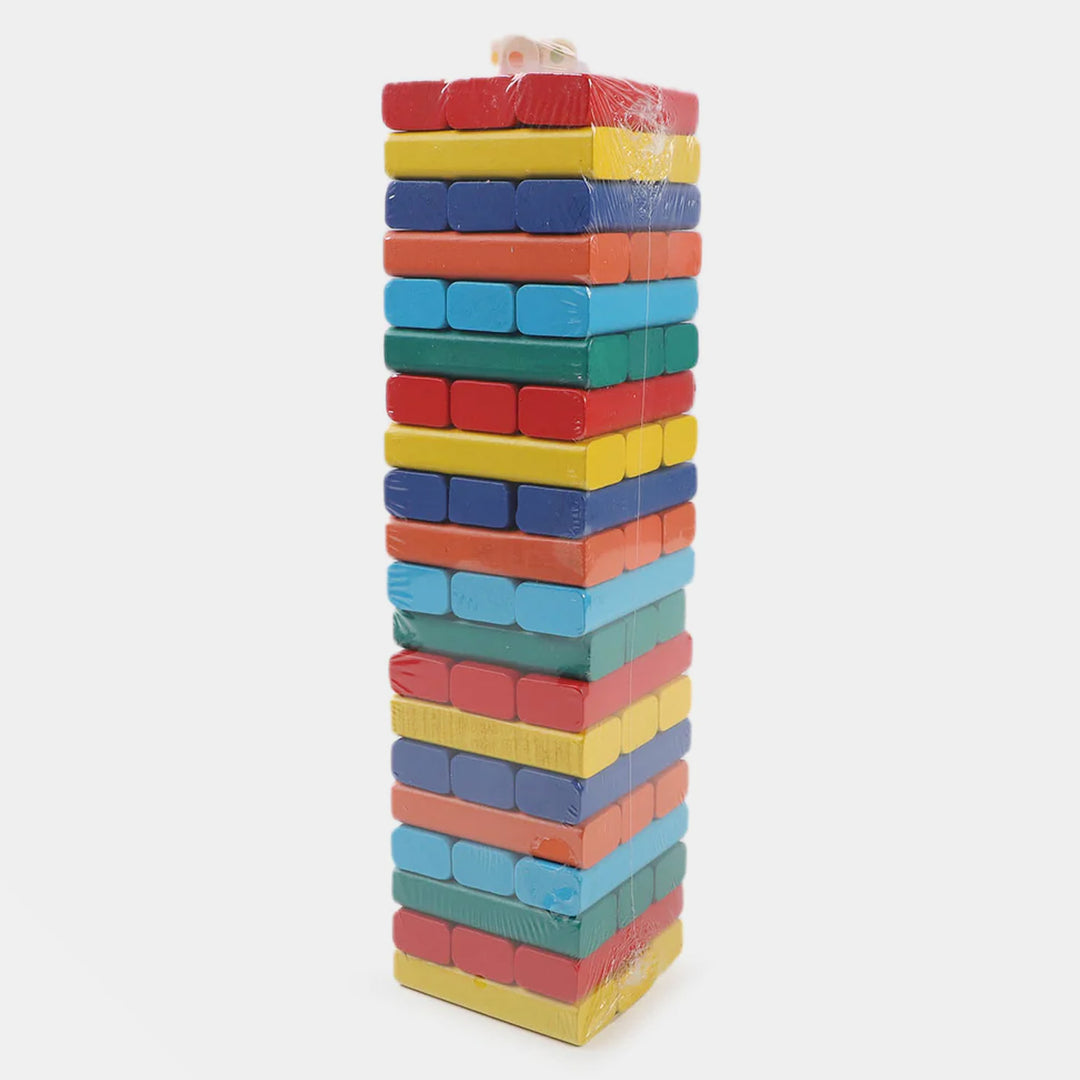 Jenga Colored Game with Wooden Blocks, Stacking Tower Game | 60PCS