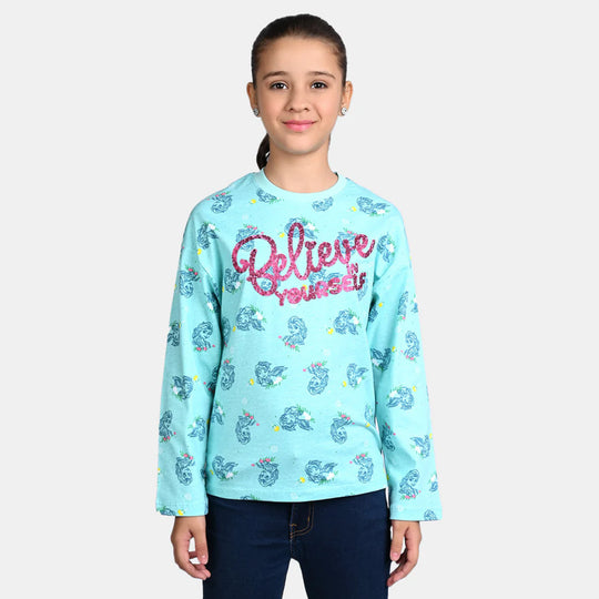 Girls Slub Jersey T-Shirt F/S -Blue