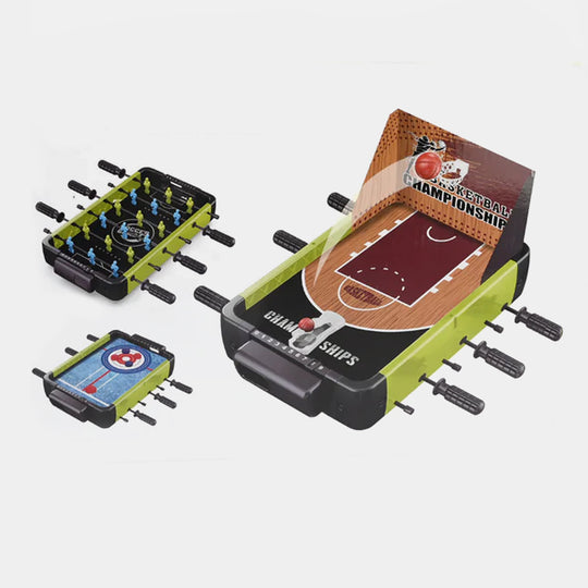 3-in-1 Sports Game Set – Basketball, Football & Curling Fun!