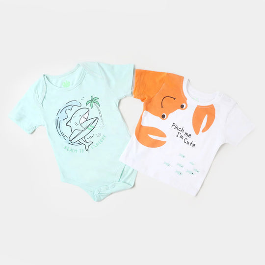 Infant Boys Set 2 Pc Cute & Explore - White