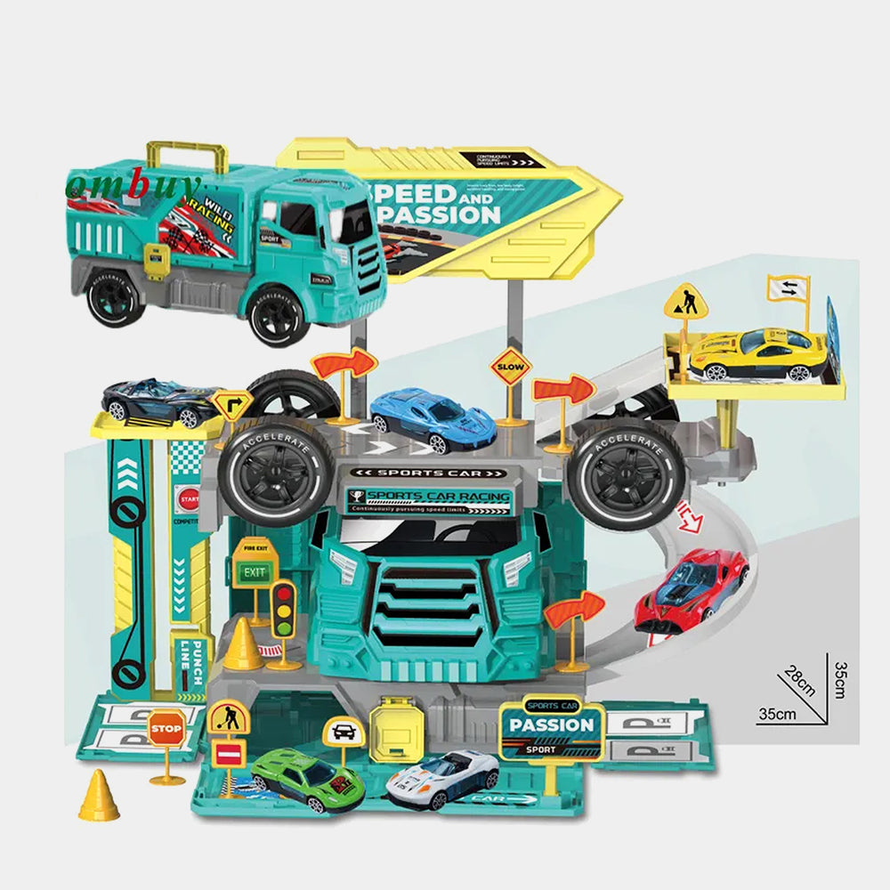 DIY Heavy Truck Alloy Car Track – 46-Piece Playset