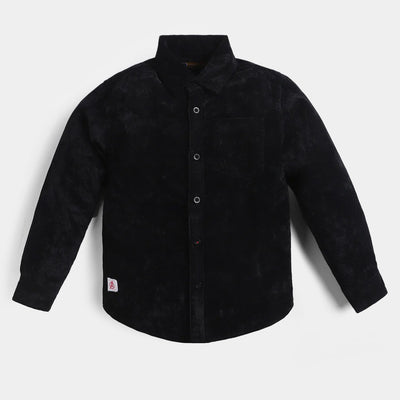 Boys Corduroy Casual Shirt -BLACK
