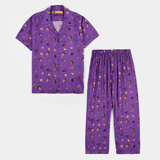 Girls Viscose Nightwear-PURPLE