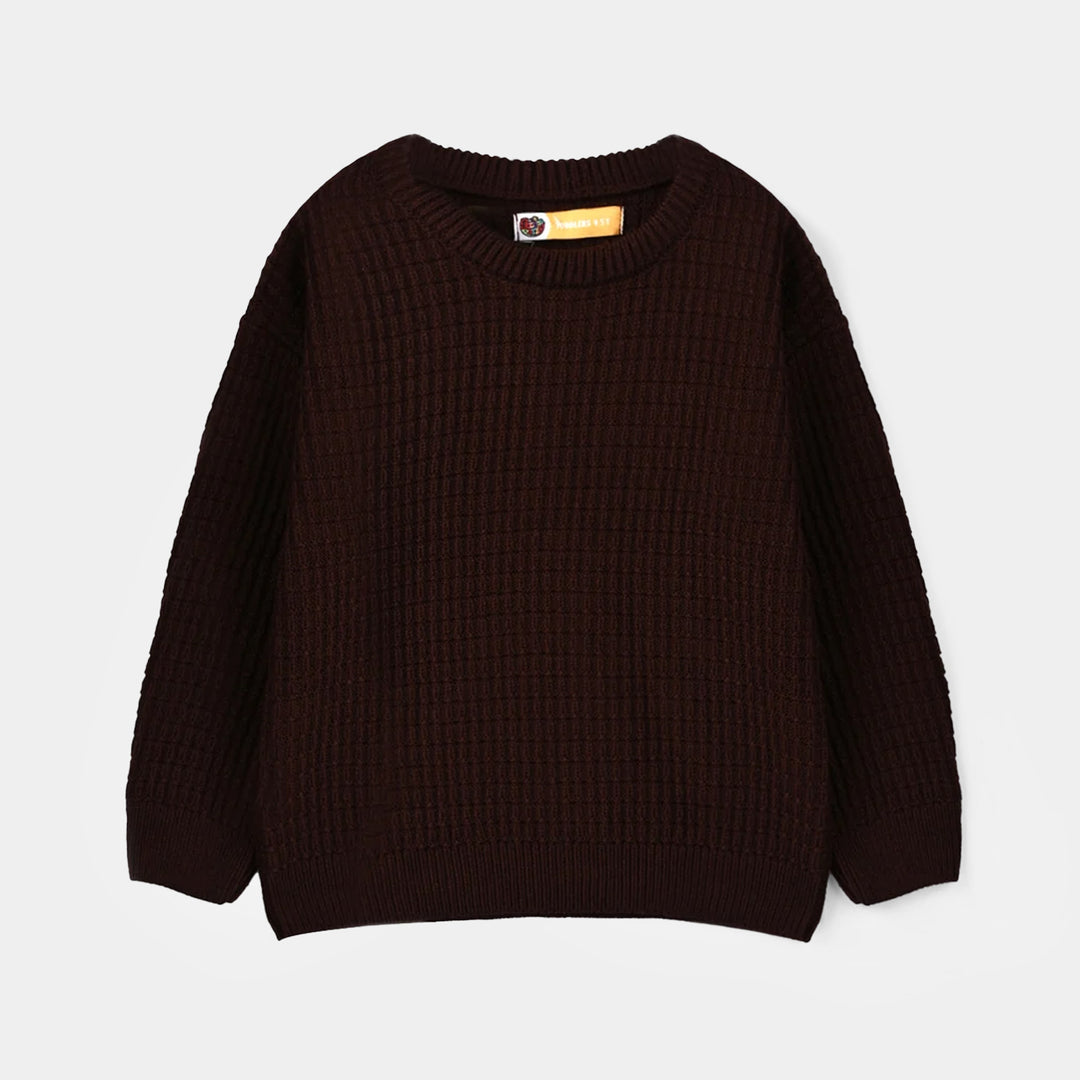 Boys Acrylic Sweater Block Box - BROWN