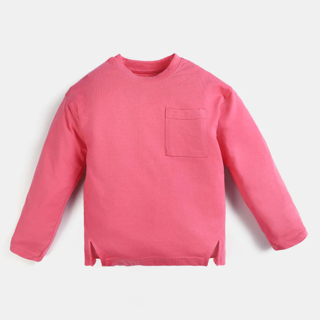 Girls Cotton T-Shirt F/S Basic- Coral Rose