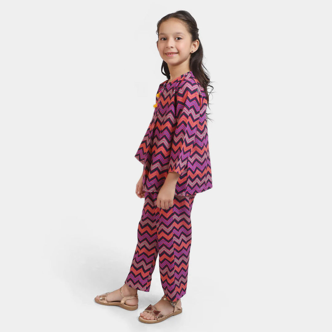 Girls Cotton 2PC Suit Co-Ord -Multi