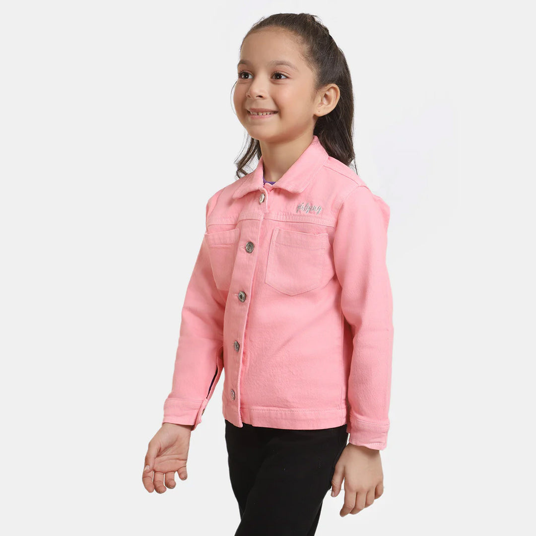 Girls Cotton Jacket Girl Gang-Pink