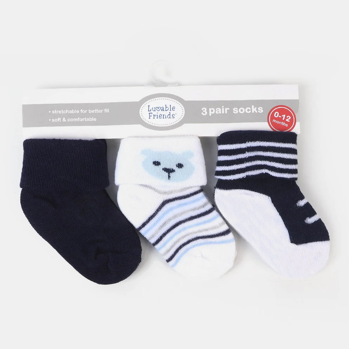 Infant Baby 3 Pair Socks | 0-12M