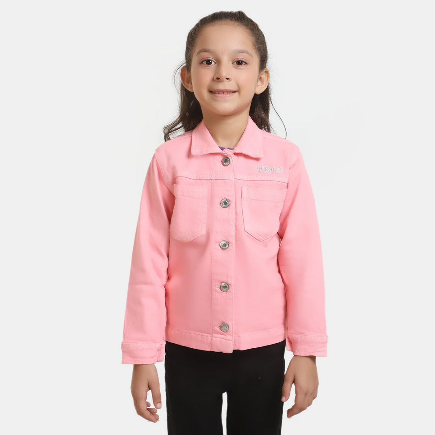 Girls Cotton Jacket Girl Gang-Pink