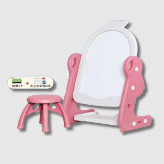 Children Drawing Magnetic Board Easel Board + Chair | 168 Pink