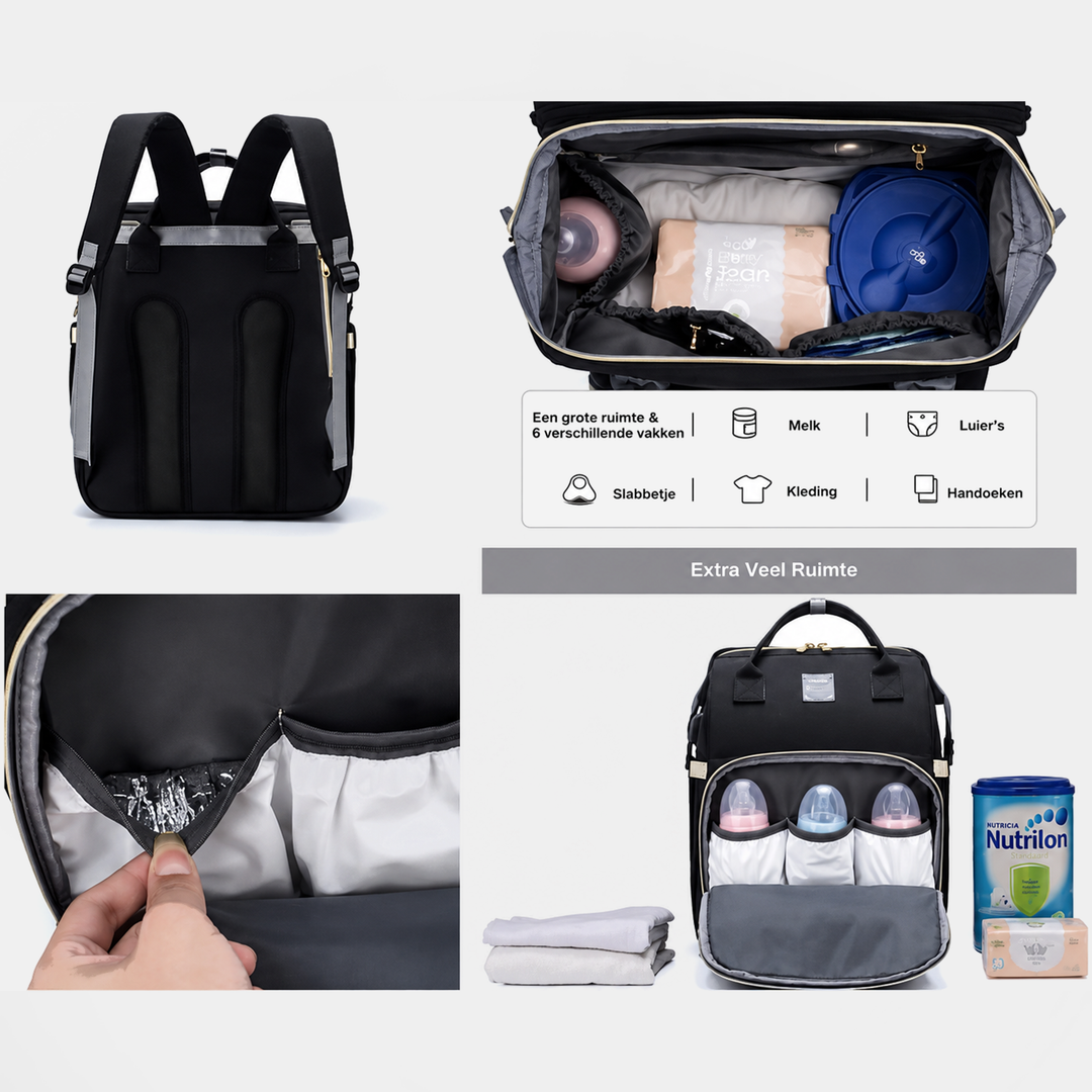 2-in-1 Foldable Diaper Backpack with Expandable Bassinet