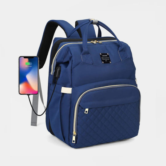 2-in-1 Foldable Diaper Backpack with Expandable Bassinet