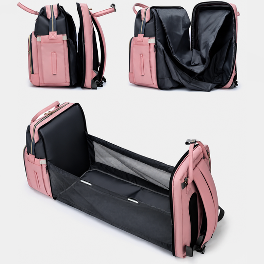 2-in-1 Foldable Diaper Backpack with Expandable Bassinet