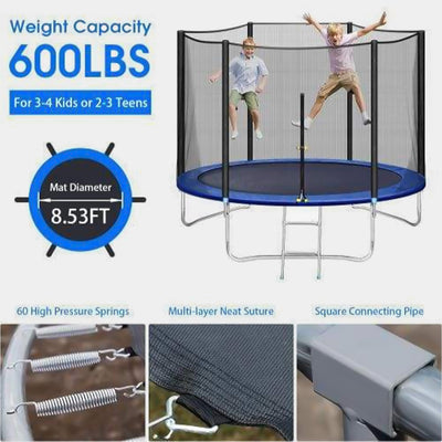 10 Feet Round Trampoline and Enclosure with spring kids bounce ring