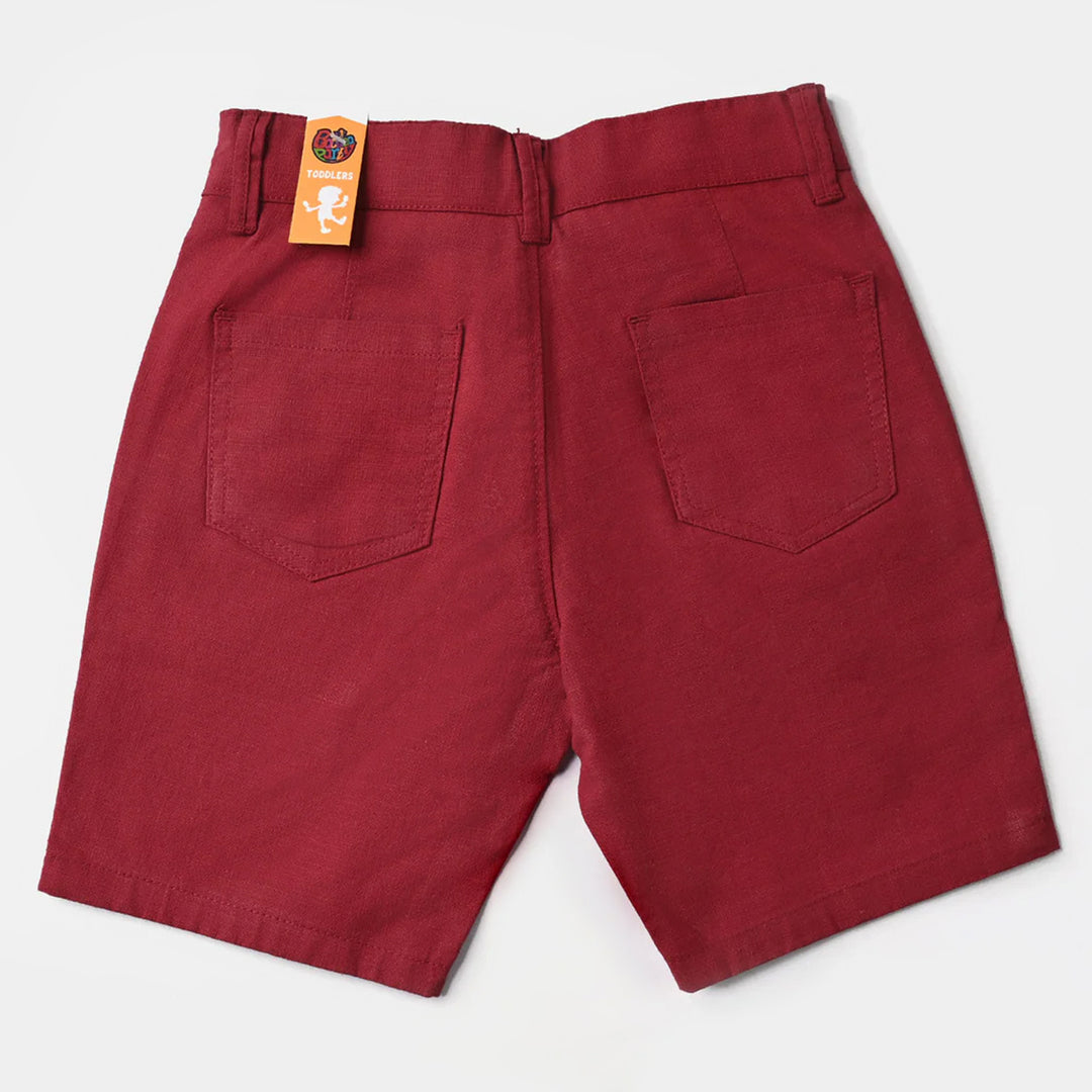 Boys Cotton Twill Short On My Way-MAROON