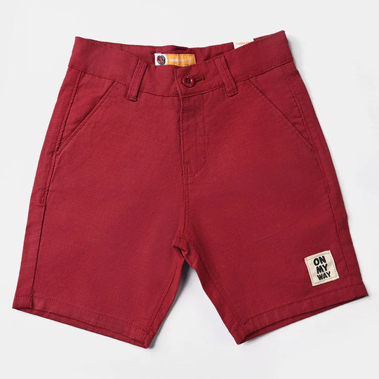 Boys Cotton Twill Short On My Way-MAROON