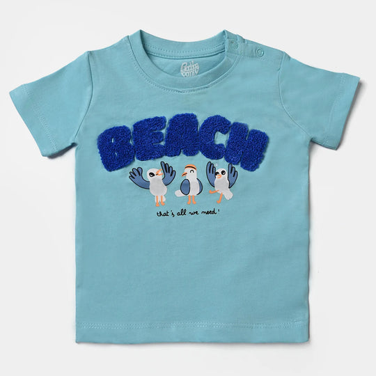 Infant Boys Cotton Jersey Round Neck T-Shirt Beach-T.Breeze