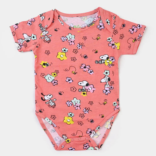 Infant Unisex  Romper Character & flower-PEACH NECT