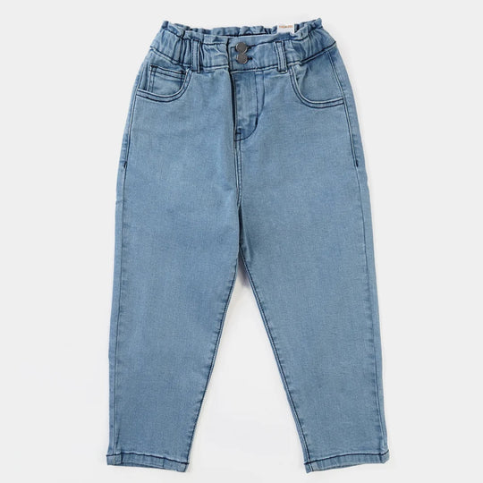 Girls Denim rigid Pant Basic-Blue