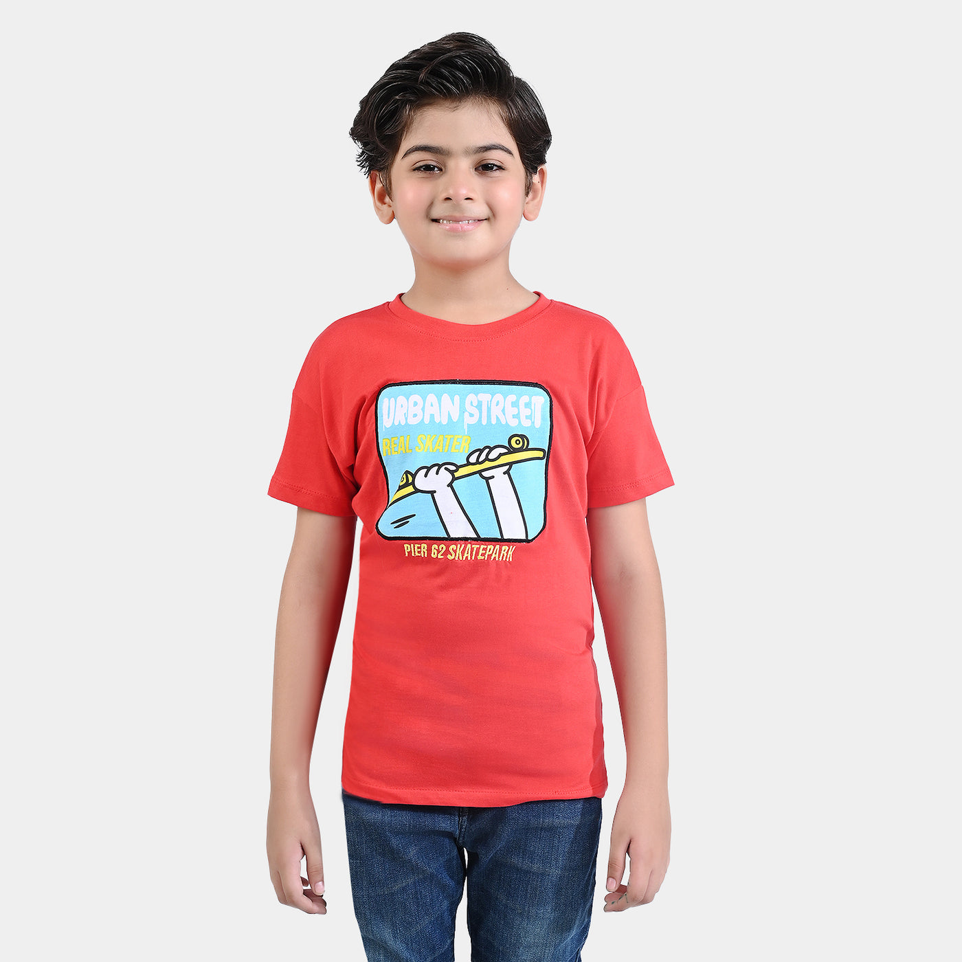 Boys Cotton Jersey T-Shirt Urban Street- Red