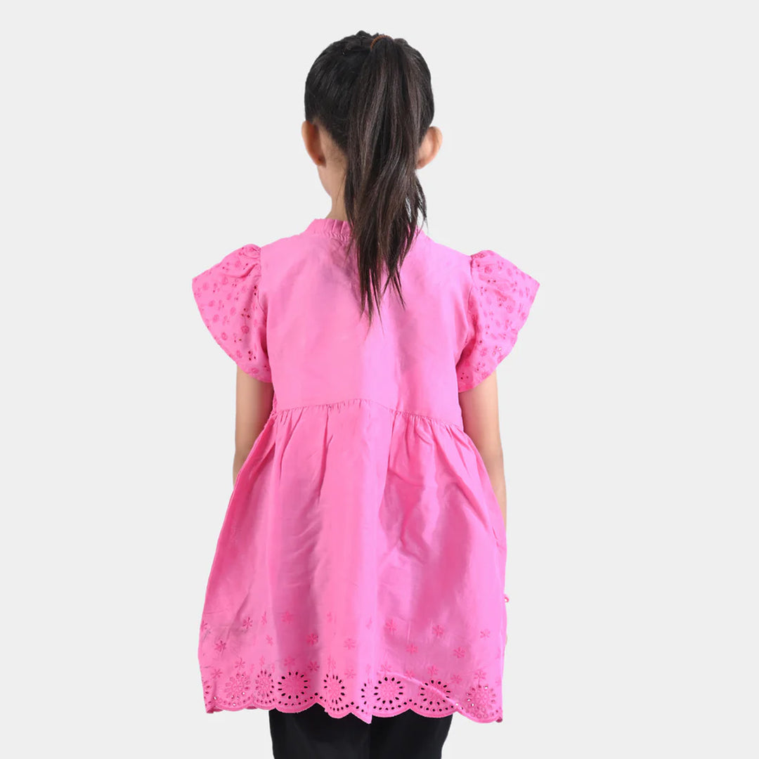 Girls Chicken Kari Chicken Casual Frock Pink Gala-Pink