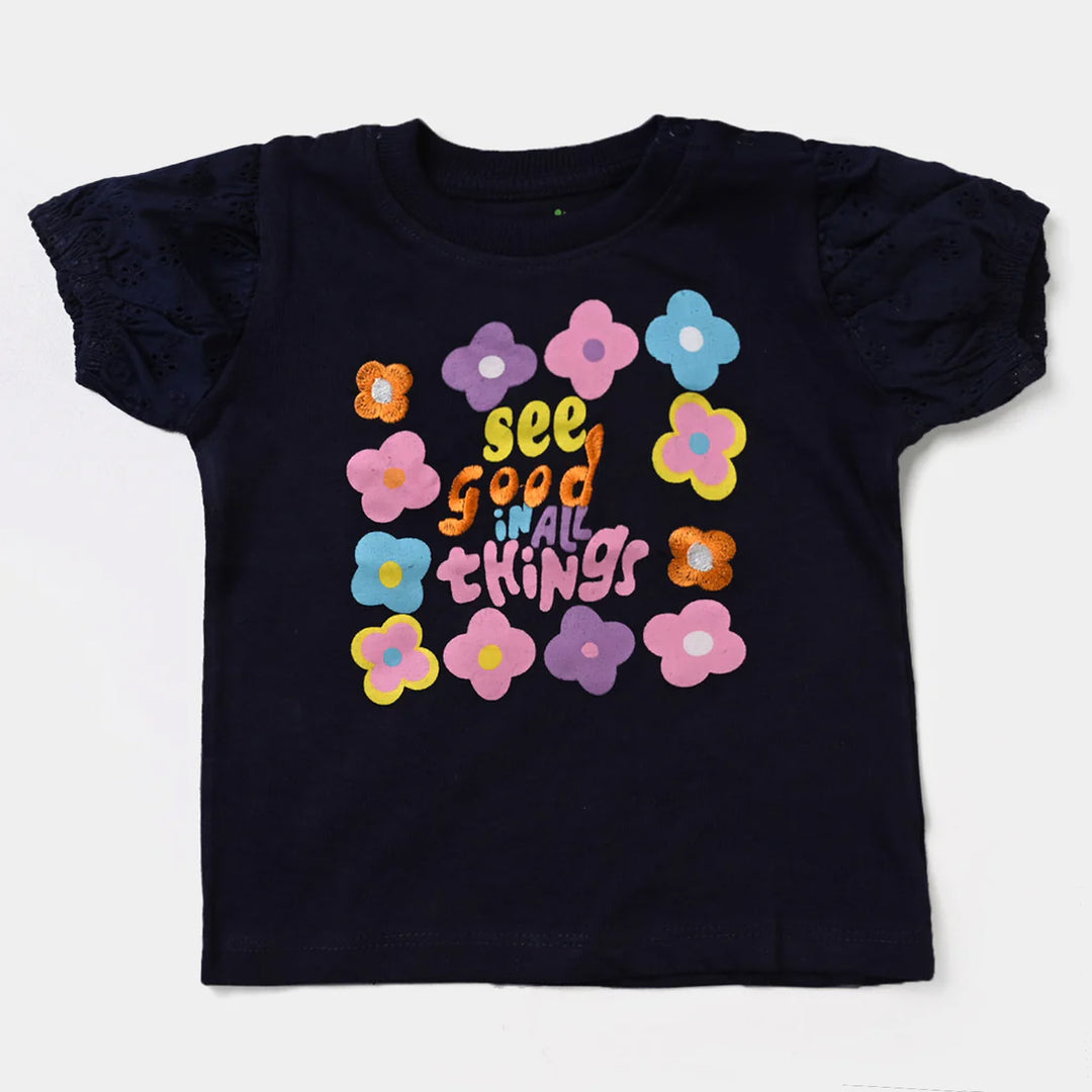 Infant Girls Cotton Jersey T-Shirt See Goods-True Navy