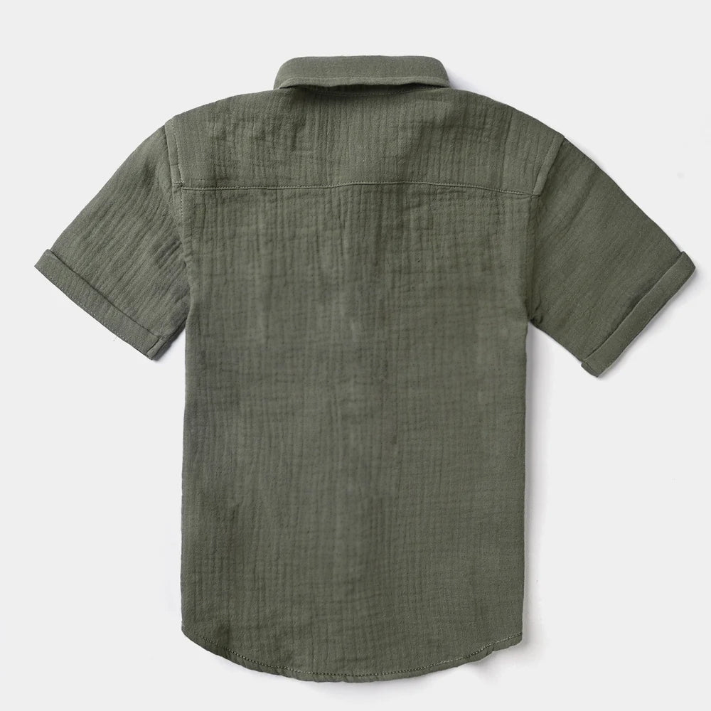 Boys Cotton Casual Shirt H/S (Kids Have The Power)-Green