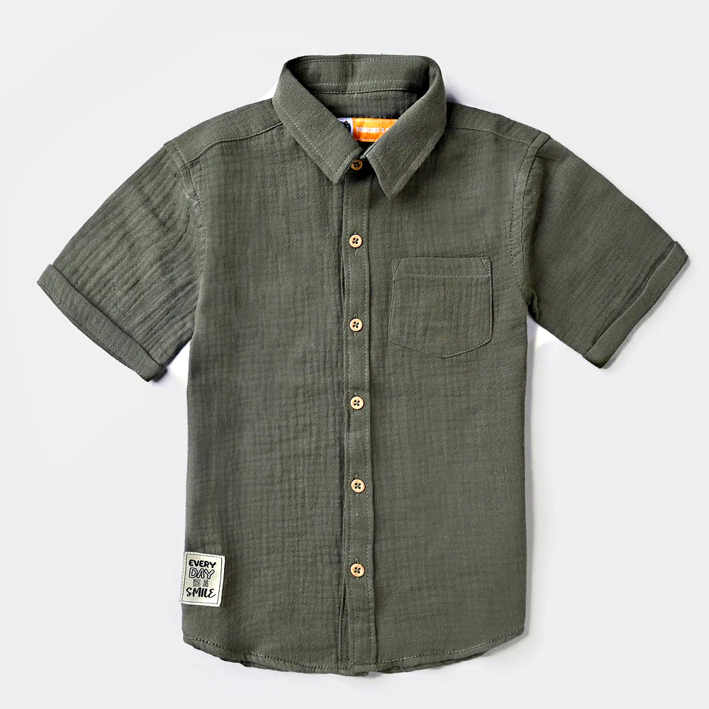 Boys Cotton Casual Shirt H/S (Kids Have The Power)-Green