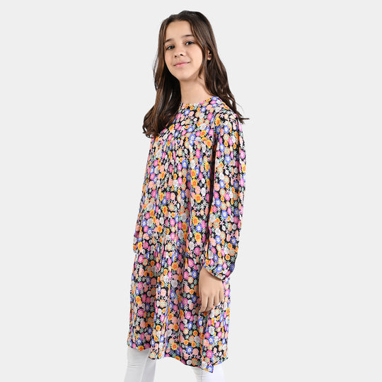 Girls Viscose Casual Frock Fabulous-Multi