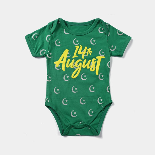 Infant Unisex Poly Cotton Jersey Basic Romper August-Fern Green