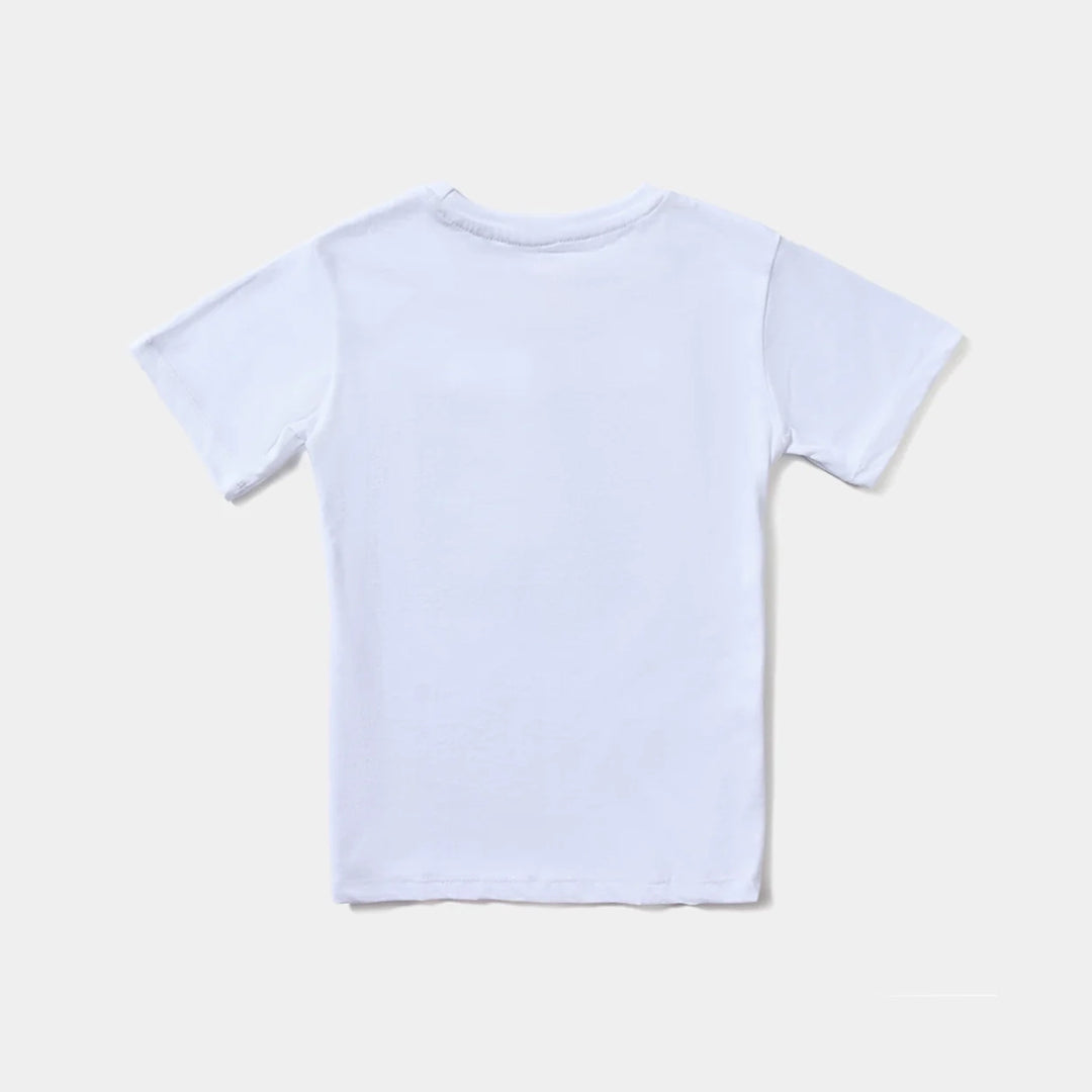 Boys Poly Cotton Jersey T-Shirt H/S Kids Sequins Flag-White