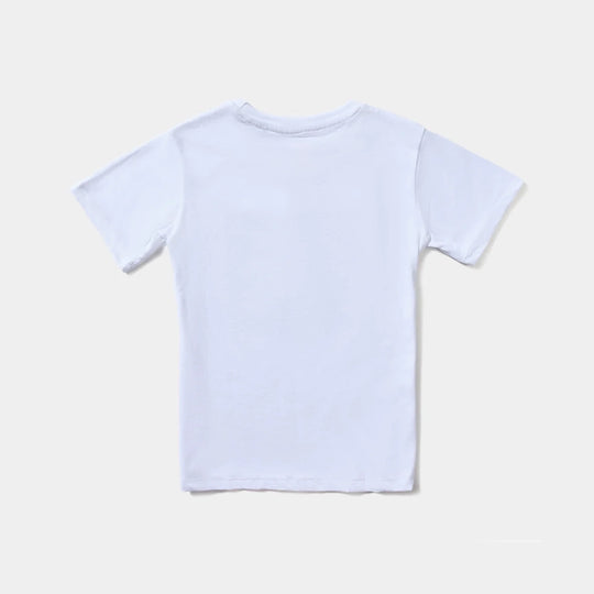 Boys Poly Cotton Jersey T-Shirt H/S Kids Sequins Flag-White